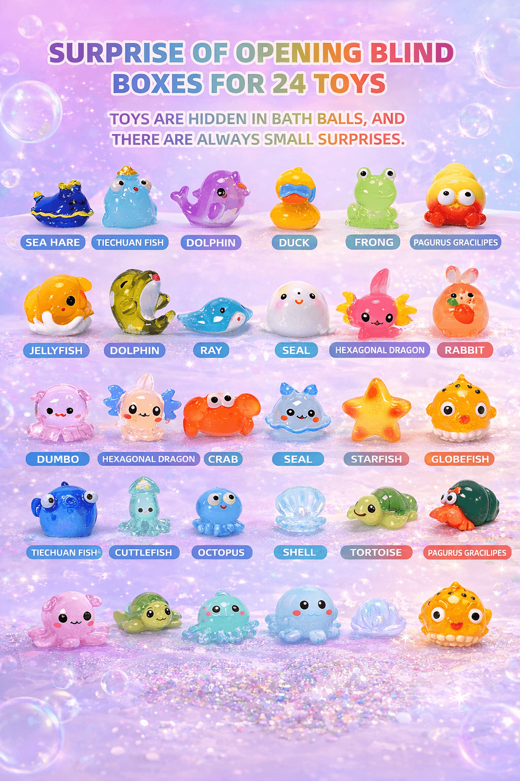 Kids Bath Bombs with Surprise Toys, 24 Pack